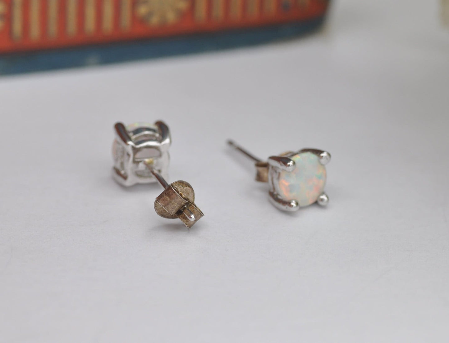 Sterling Silver Opal Stud Earrings