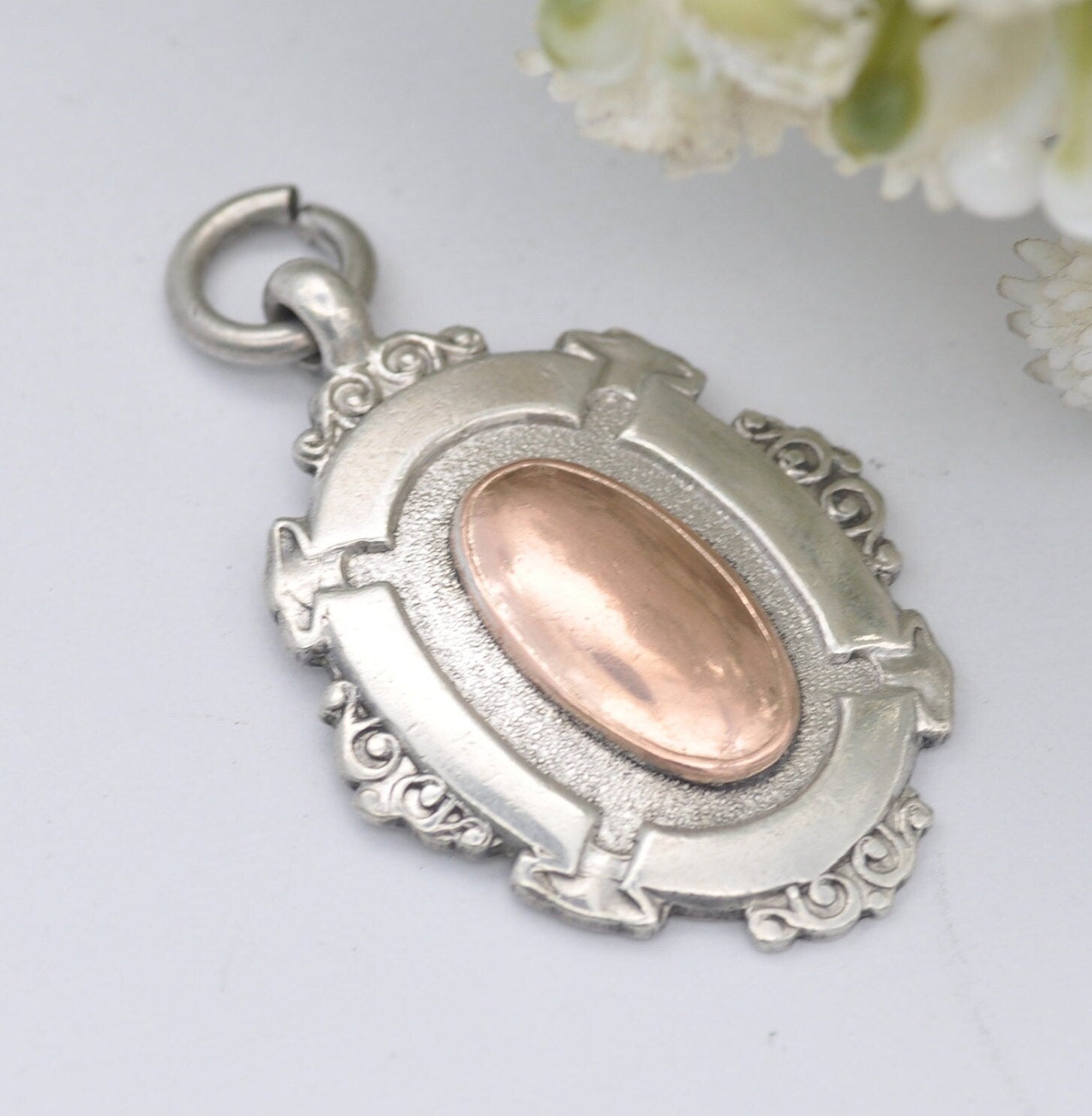 Antique Silver & Rose Gold Watch Fob by Turner and Simpson