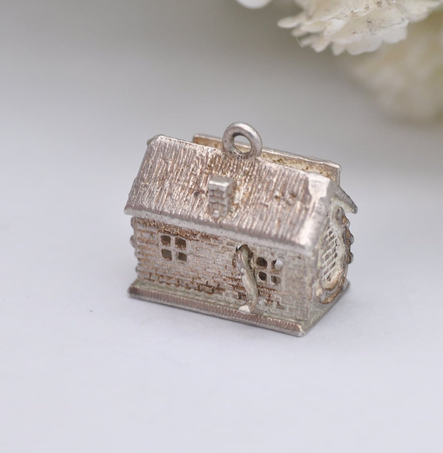 Vintage Sterling Silver Blacksmith Charm Pendant - Ye Old Smithy | Articulated Moving Arm