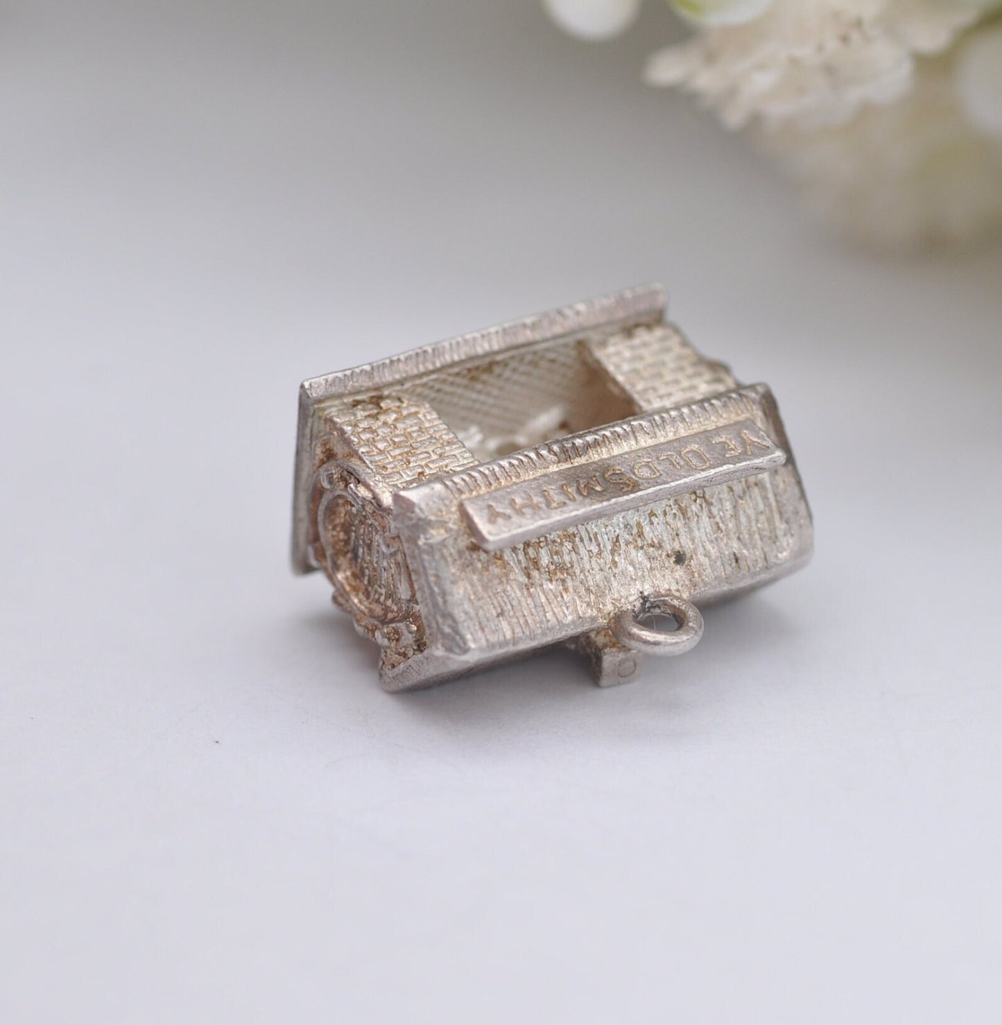 Vintage Sterling Silver Blacksmith Charm Pendant - Ye Old Smithy | Articulated Moving Arm