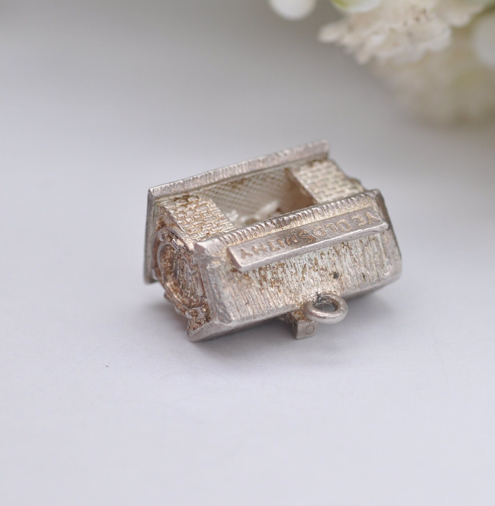 Vintage Sterling Silver Blacksmith Charm Pendant - Ye Old Smithy | Articulated Moving Arm