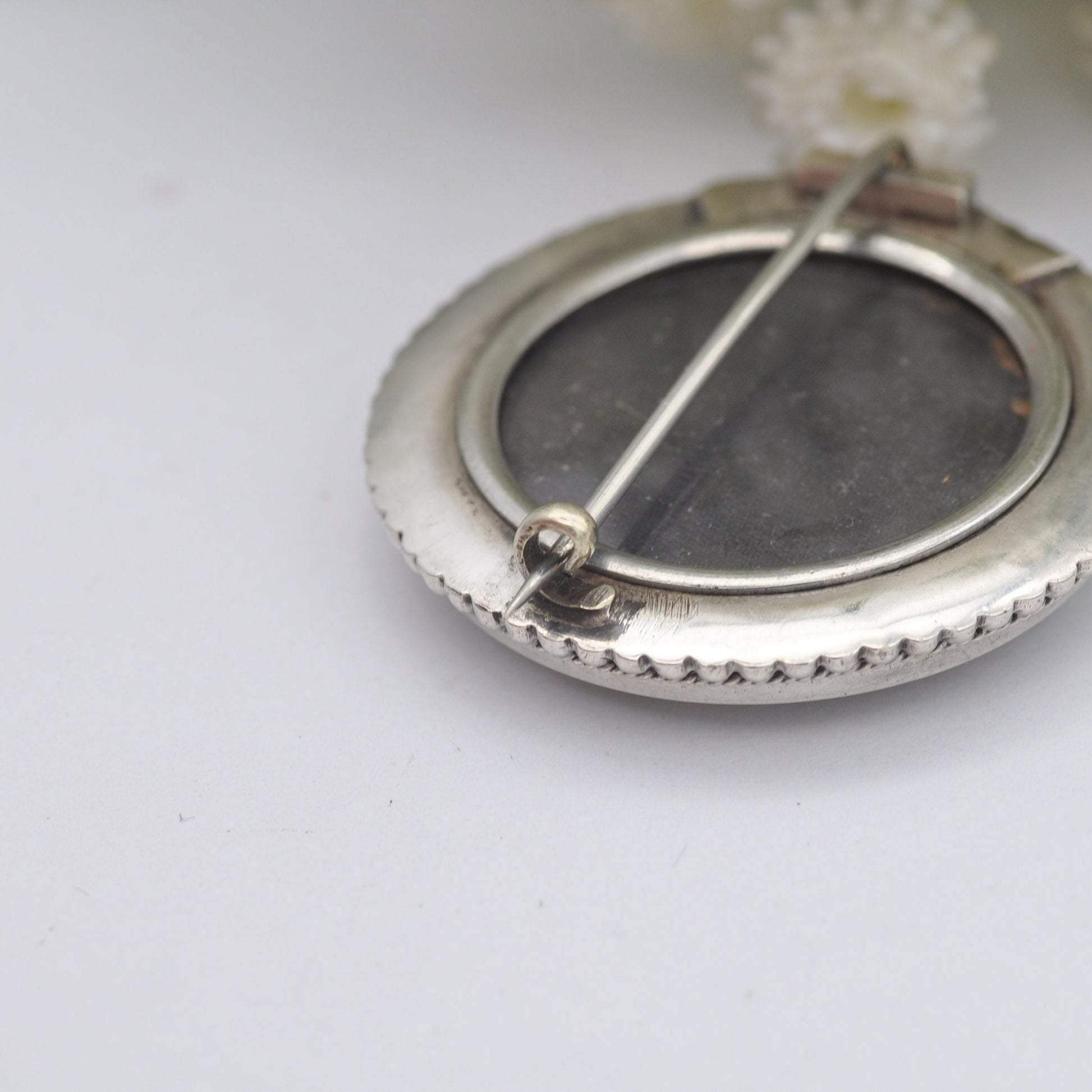 Antique Victorian Sterling Silver Sentimental Brooch - Flower Brooch with Secret Locket Compartment