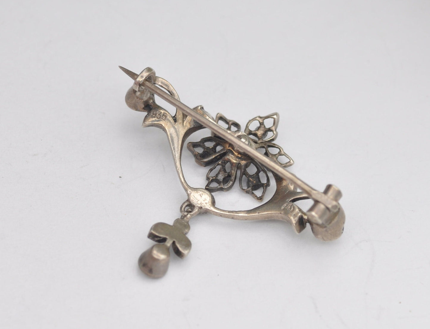 Antique Edwardian European Silver Paste Brooch