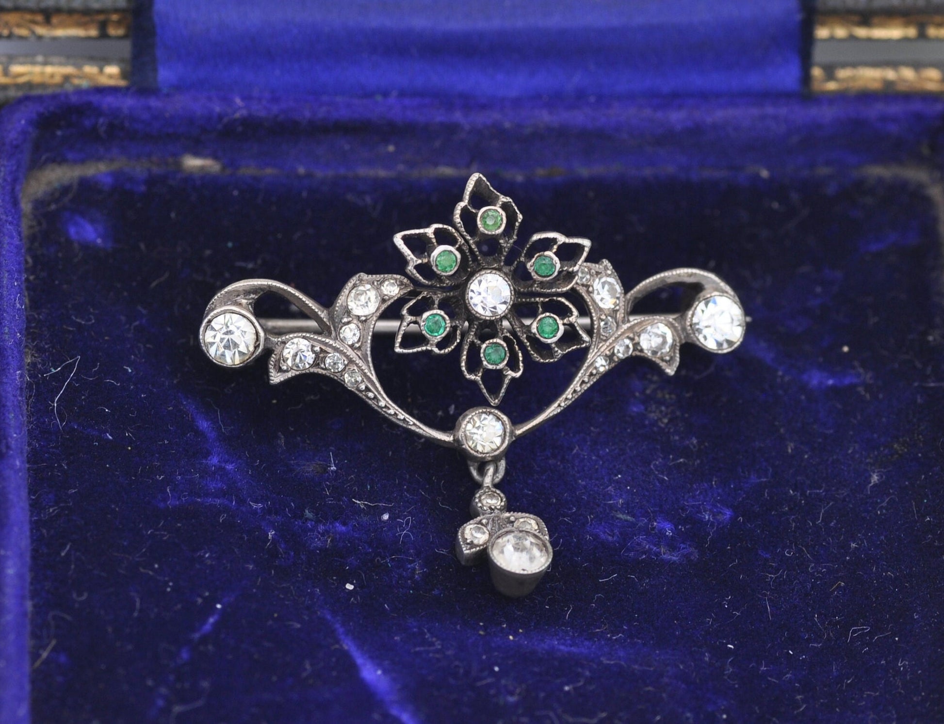 Antique Edwardian European Silver Paste Brooch