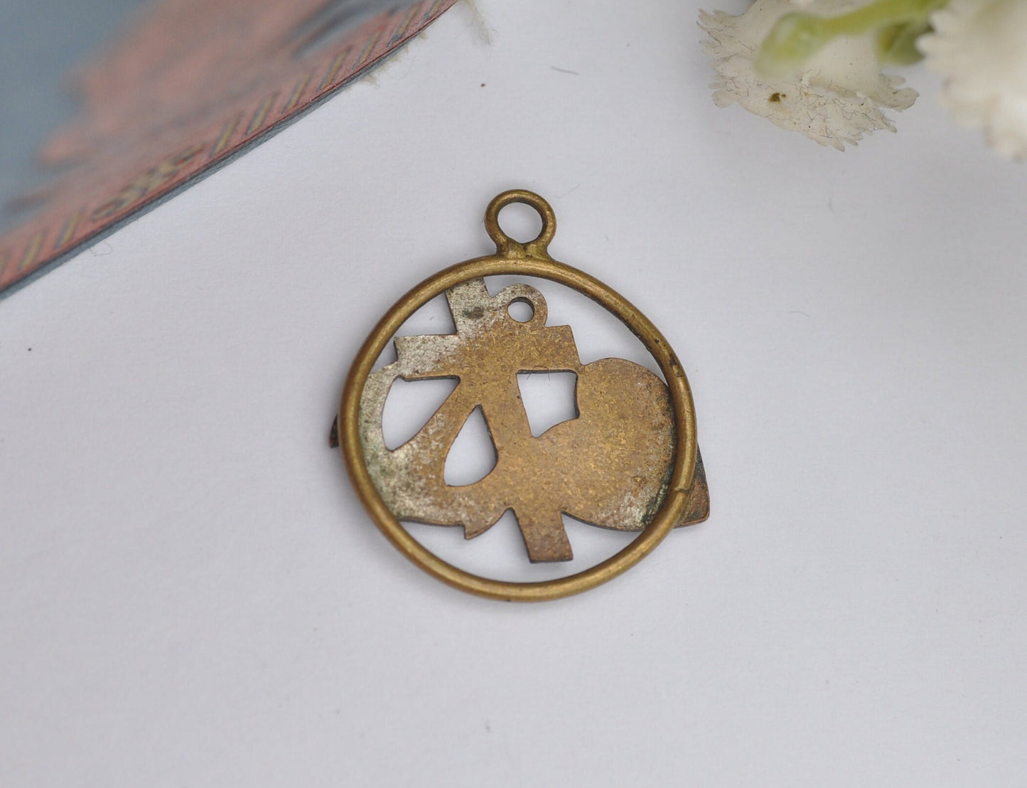 Antique Faith Hope Charity Enamel Pendant