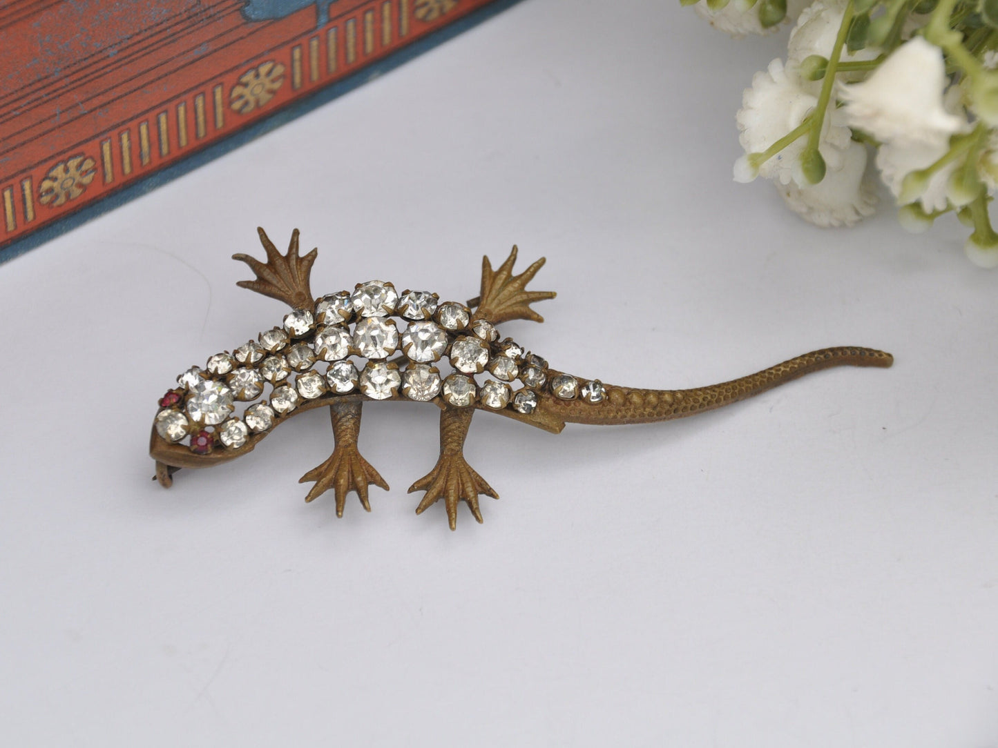 Antique Victorian Paste Lizard Brooch