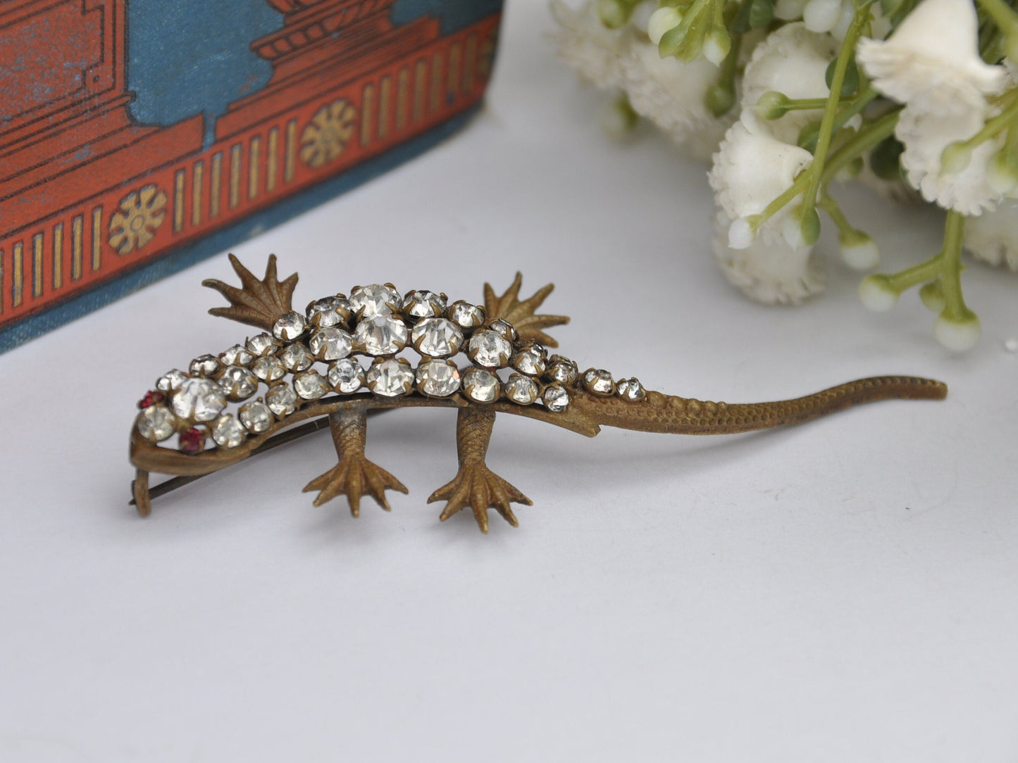 Antique Victorian Paste Lizard Brooch