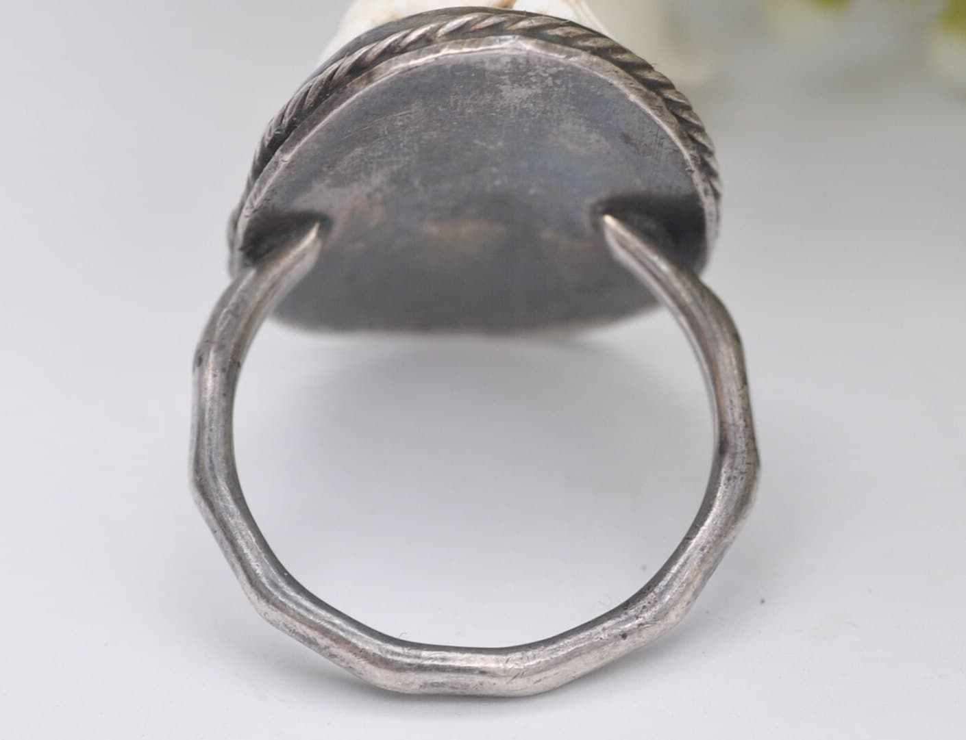 Antique Silver Raised Cameo Ring