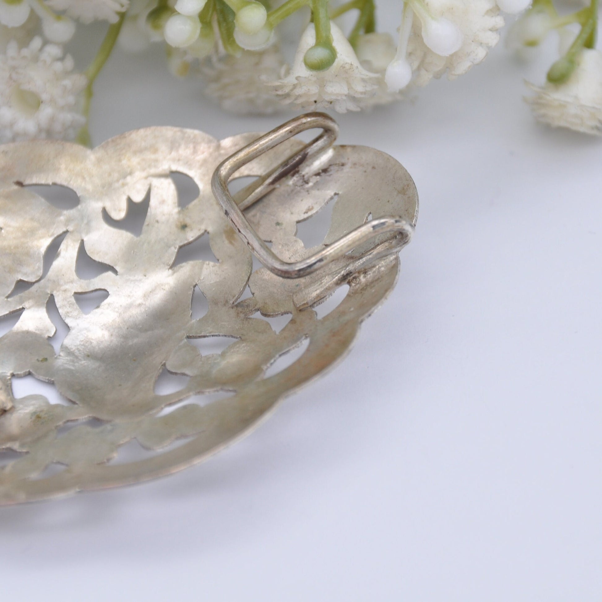 Antique Chinese Silver Belt Buckle - Aesthetic Movement Bird and Flower Design