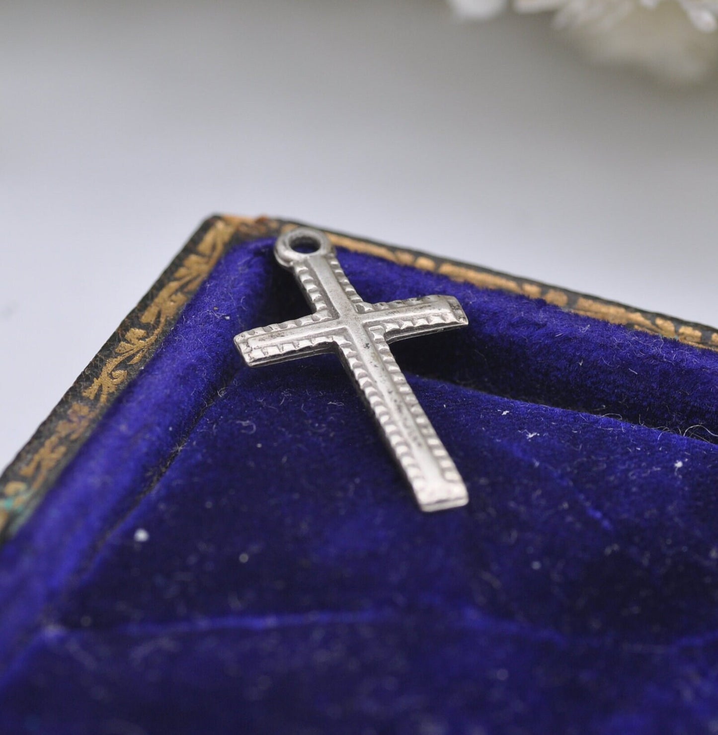 Vintage Sterling Silver Textured Cross Pendant