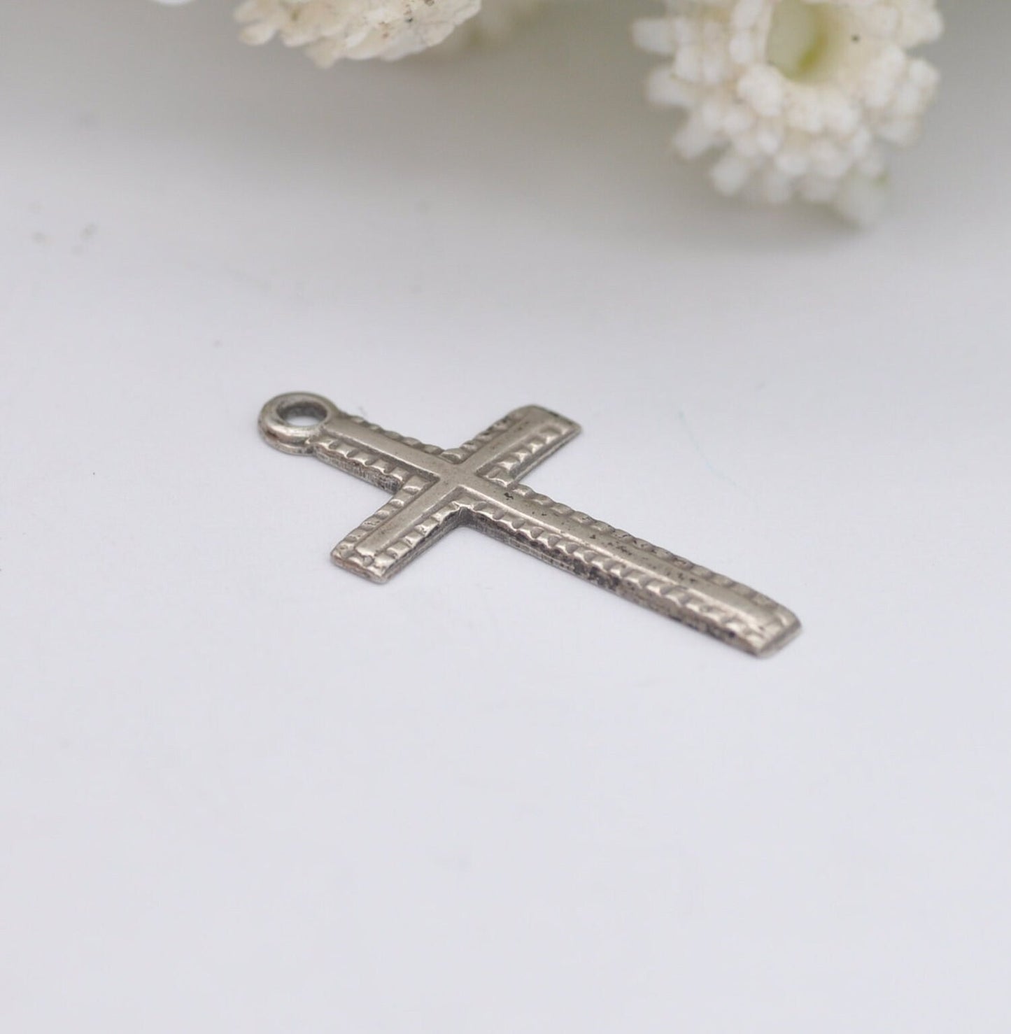 Vintage Sterling Silver Textured Cross Pendant