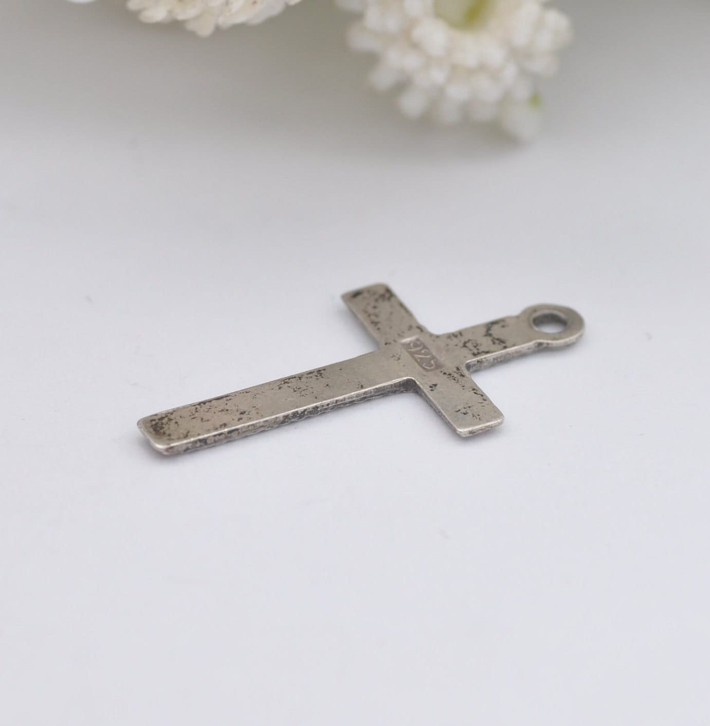 Vintage Sterling Silver Textured Cross Pendant