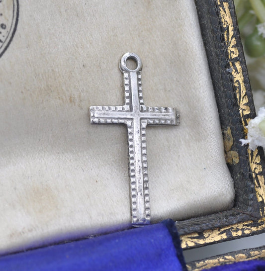 Vintage Sterling Silver Textured Cross Pendant