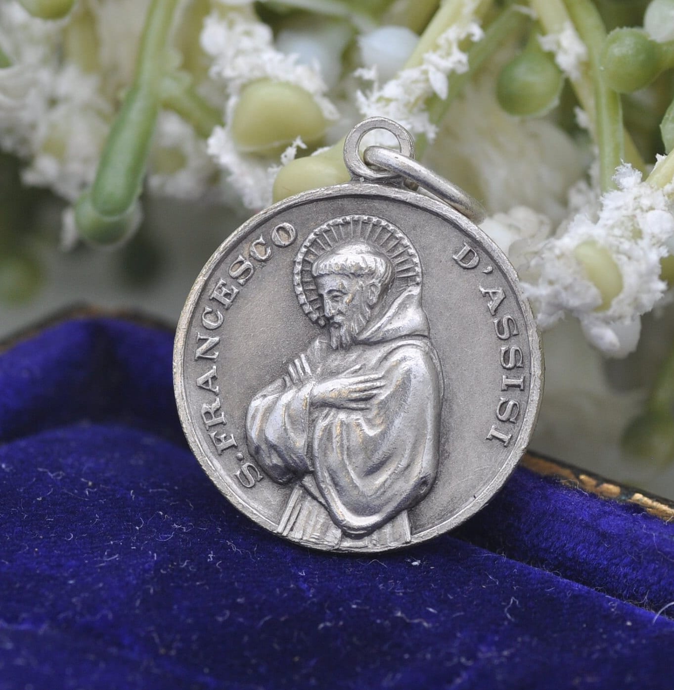 Vintage Italian Saint Francesco of Assisi Pendant - Silver Tone Token | S Francesco D'Assisi