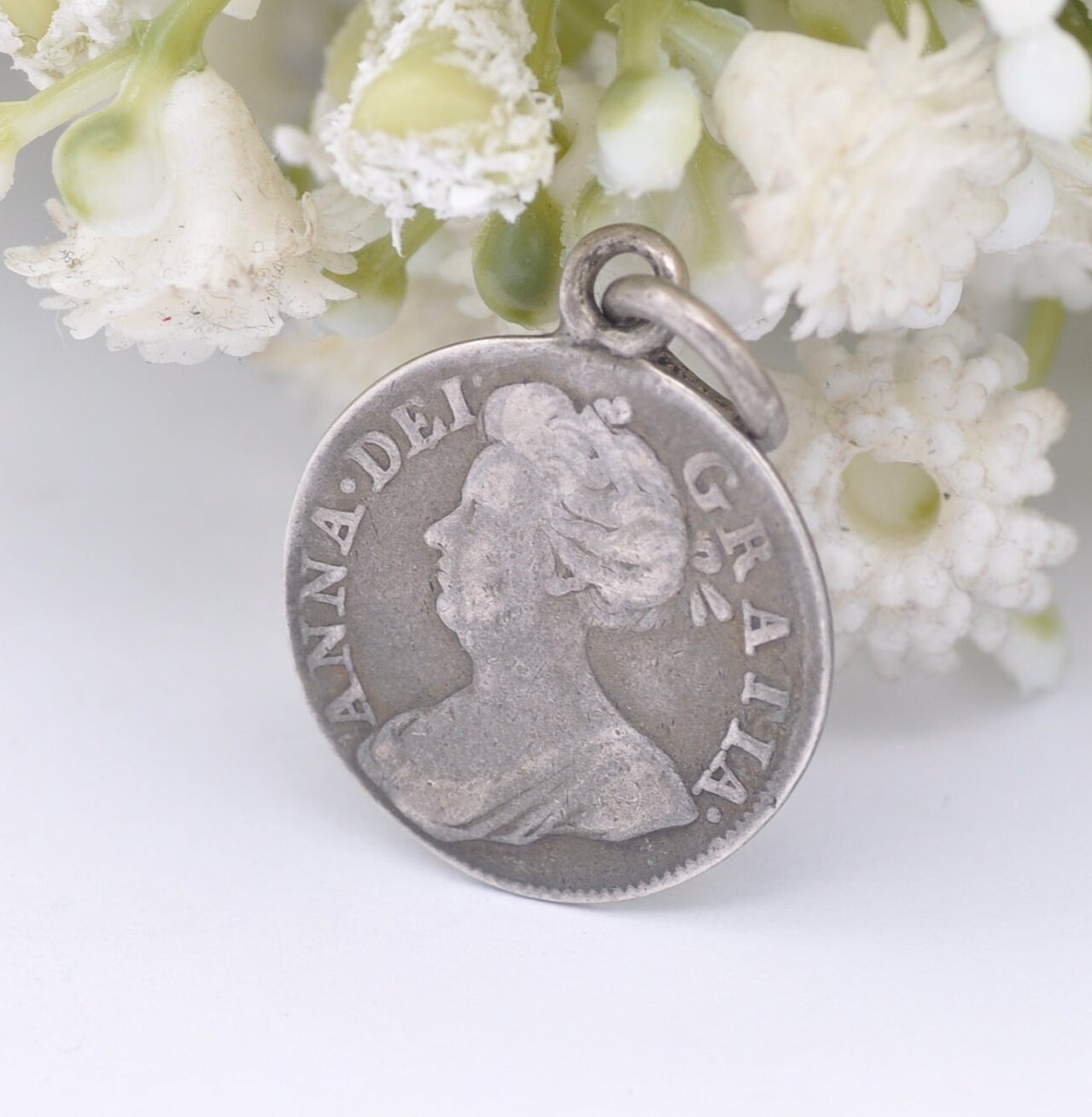 Antique Silver 1710 Anne Fourpence Coin Pendant