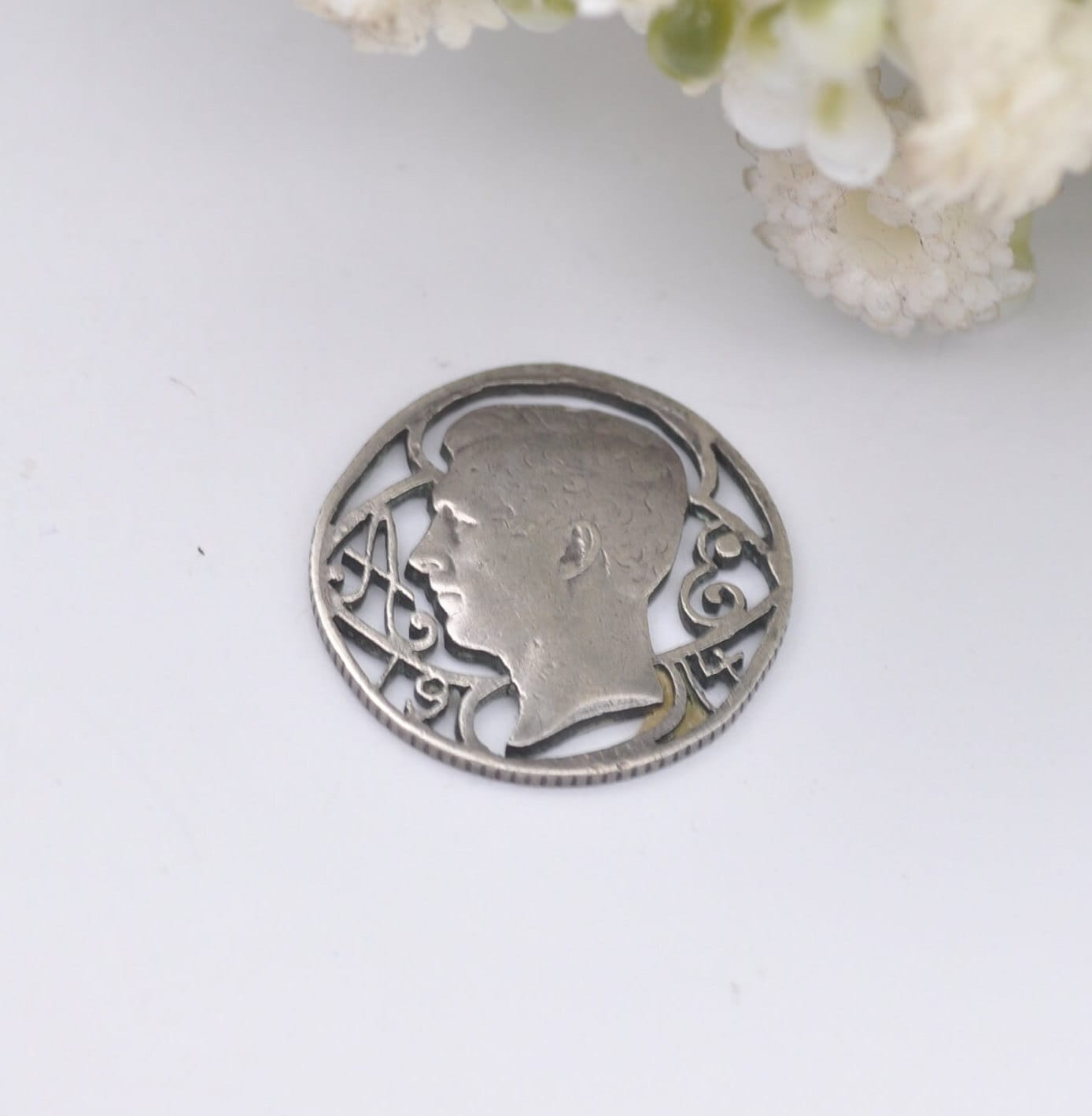 Antique Silver Cut Coin Pendant