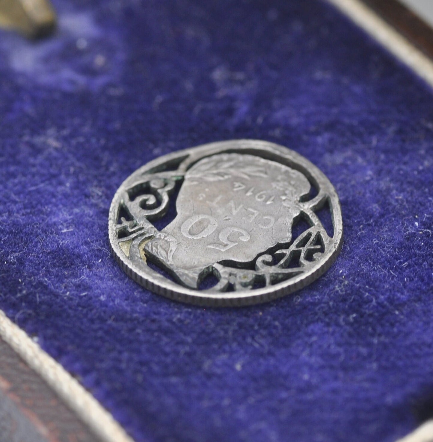 Antique Silver Cut Coin Pendant