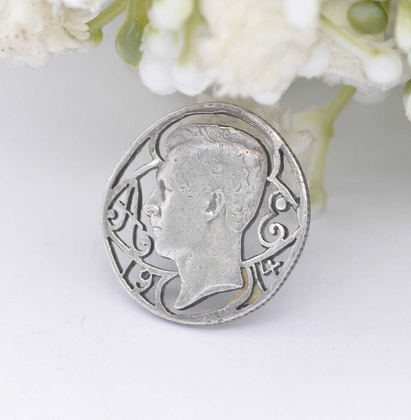 Antique Silver Cut Coin Pendant