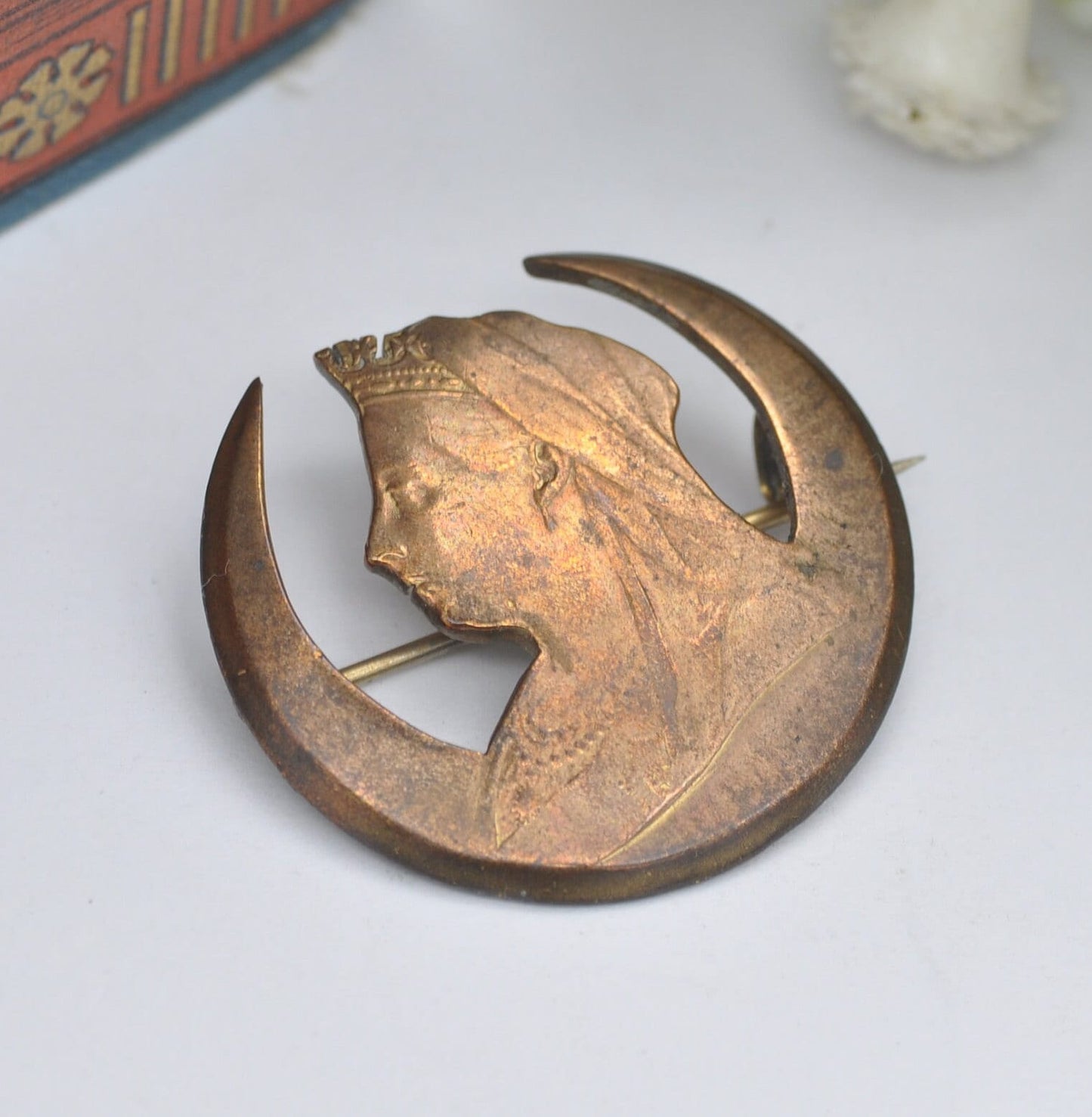 Antique 1901 Victoria One Penny Coin Brooch