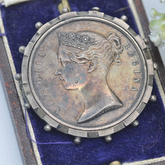 Queen Victoria 1858 India Mutiny Medal Set as a Spinning Brooch