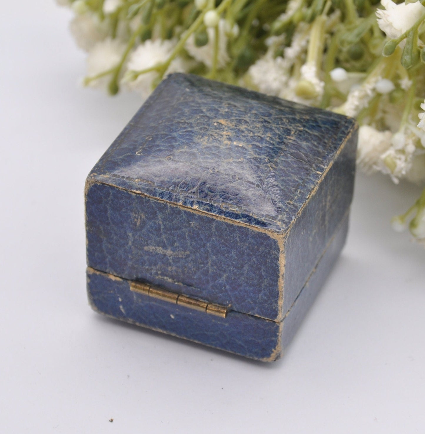 Vintage Blue Leather Ring Box - Leeds Industrial Co-operative Society | Albion Street Jewellers