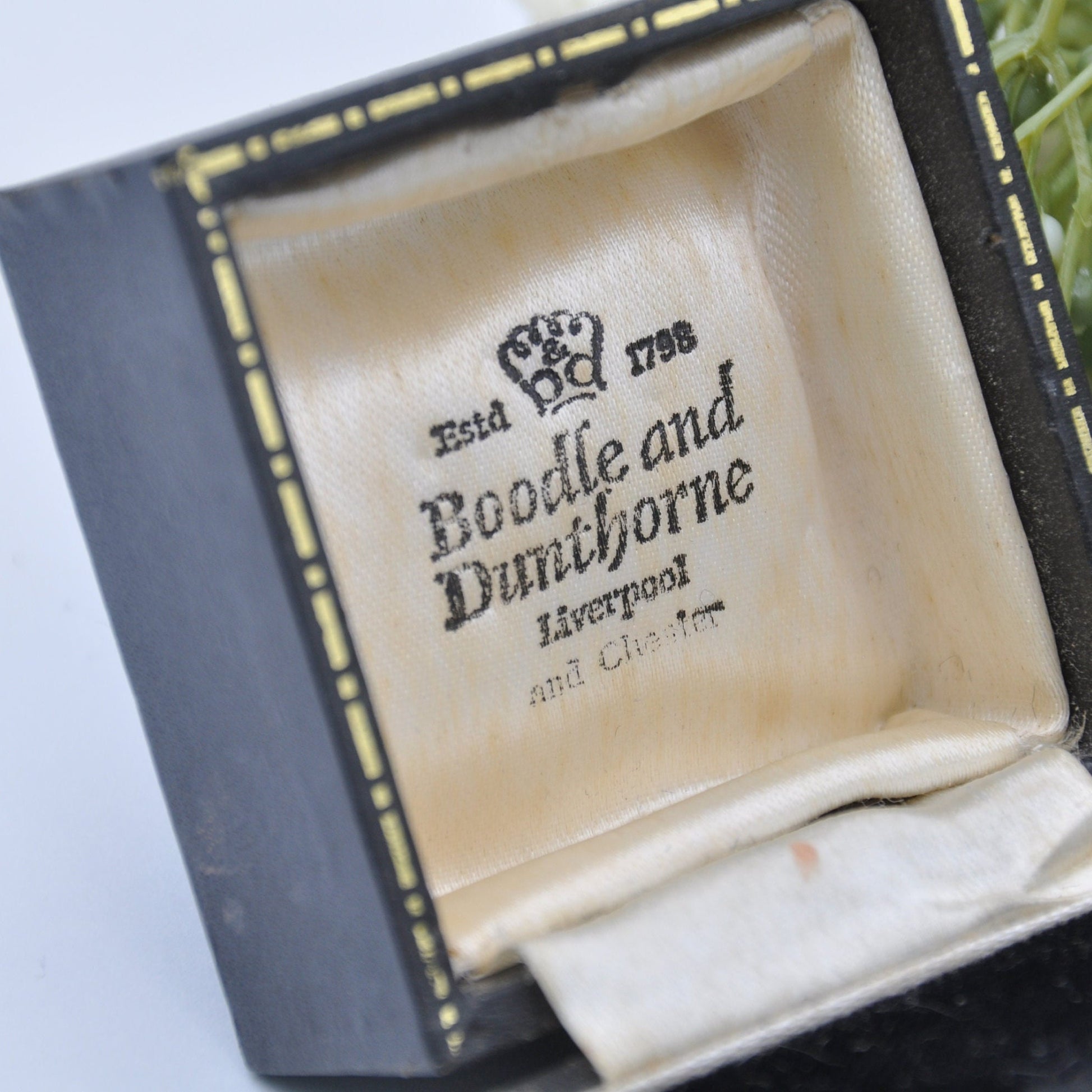 Vintage Boodle and Dunthorne Ring Box - B&D | Liverpool and Chester | Established 1798