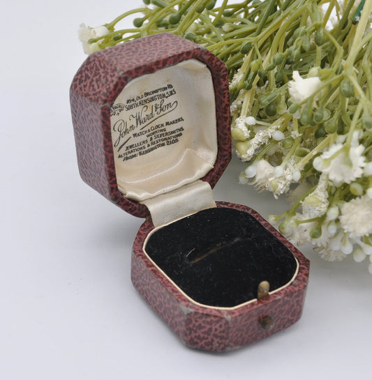 Vintage Leather Ring Box -John Ward & Son Jewellers South Kensington | Silk and Velvet Lined