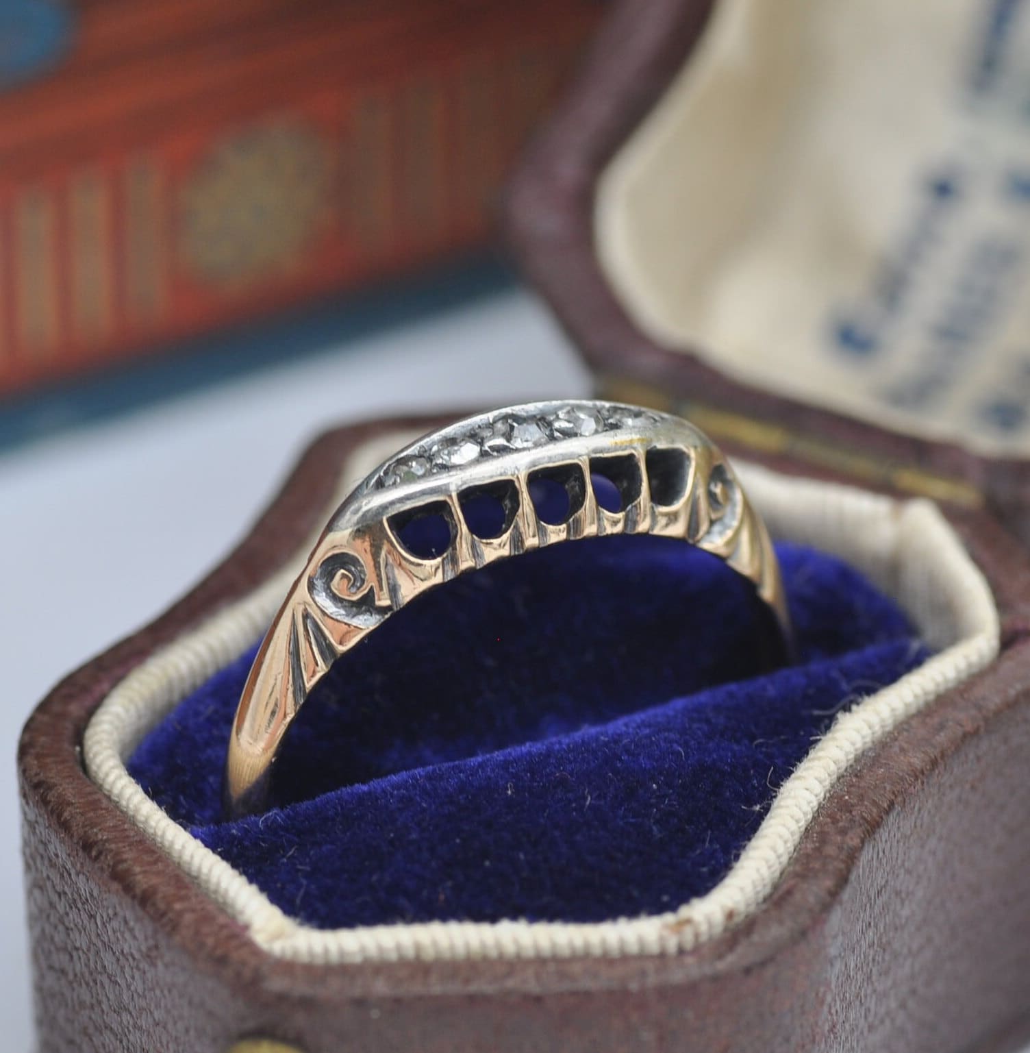 Antique 18ct Gold Diamond Boat Ring