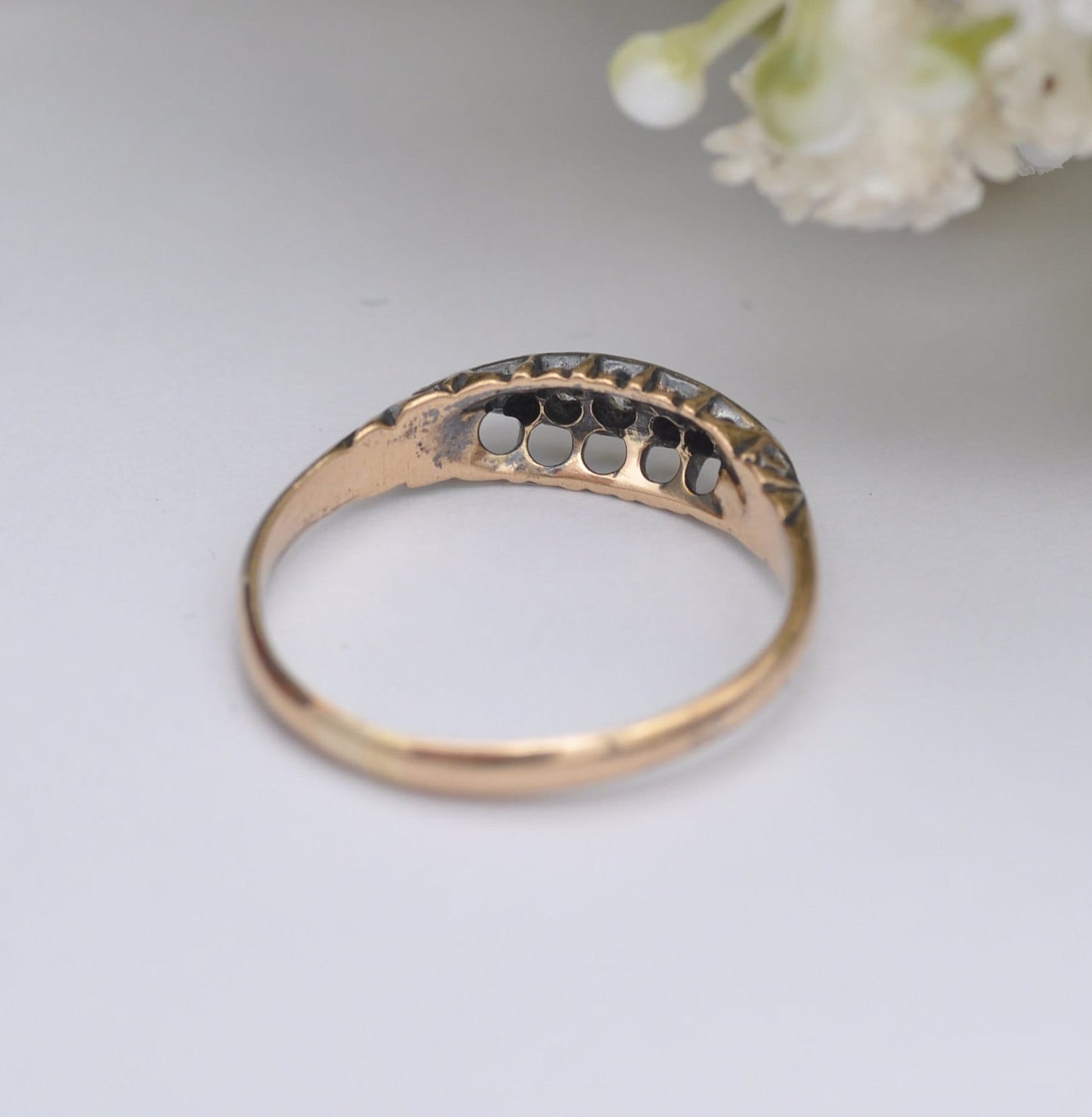 Antique 18ct Gold Diamond Boat Ring