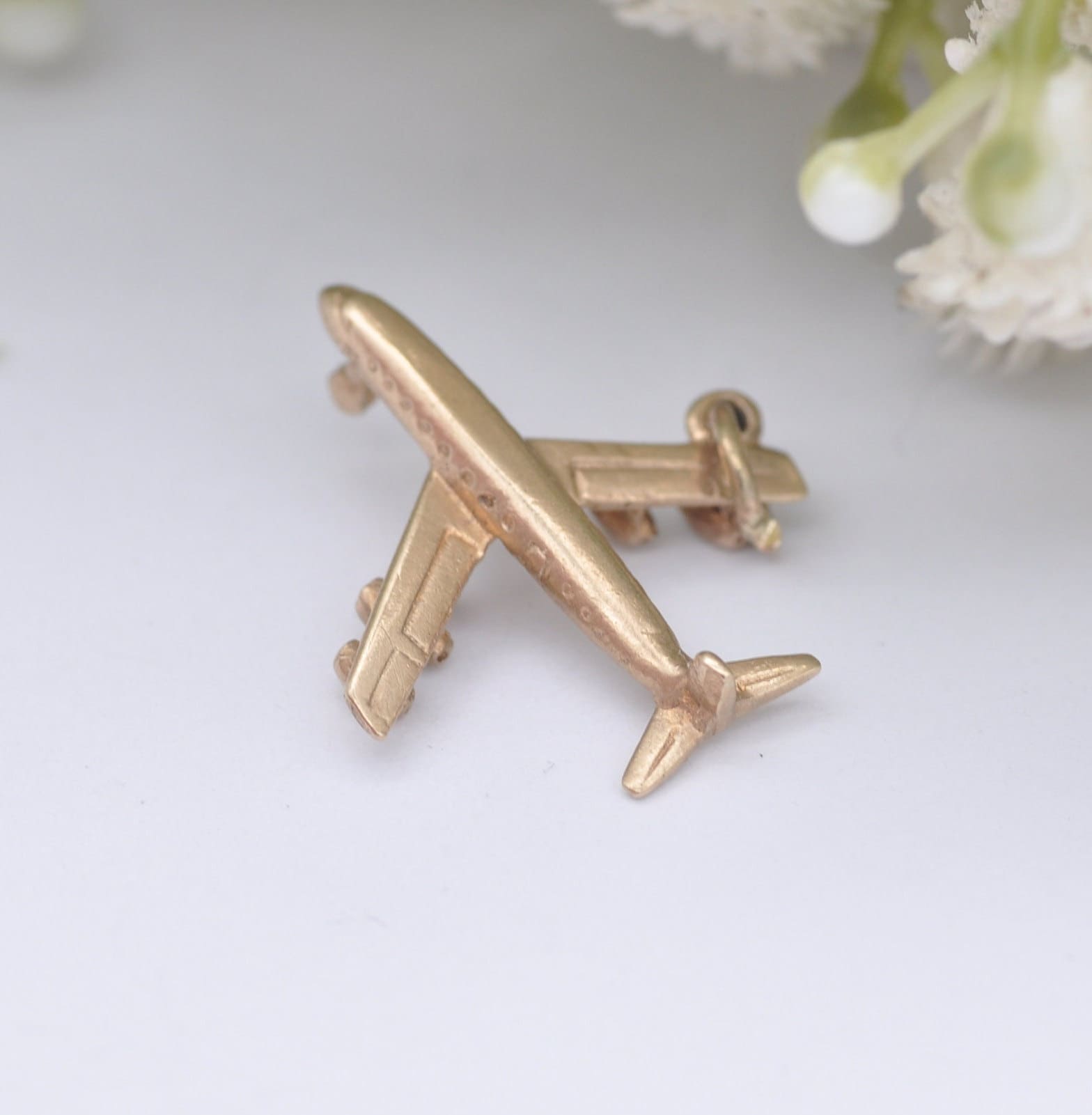 Vintage 9ct Gold Plane Charm Pendant