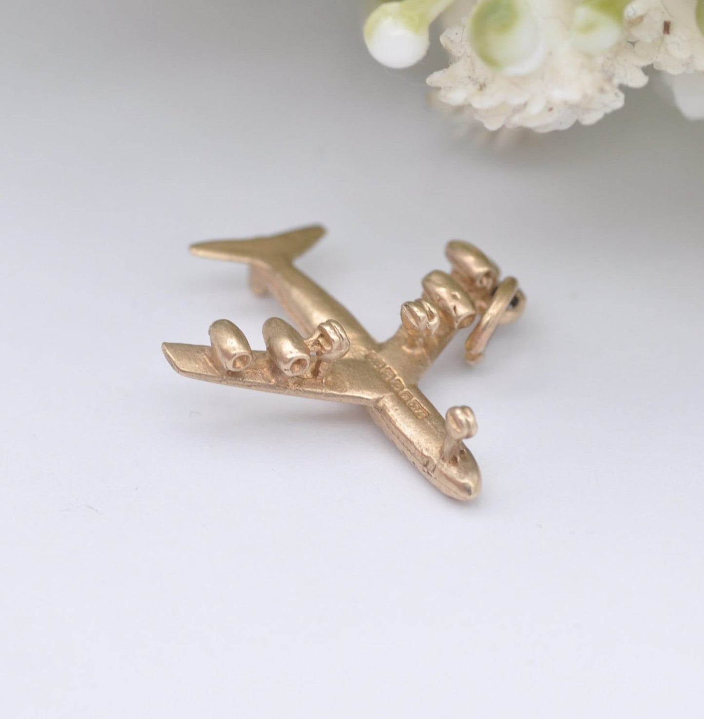 Vintage 9ct Gold Plane Charm Pendant