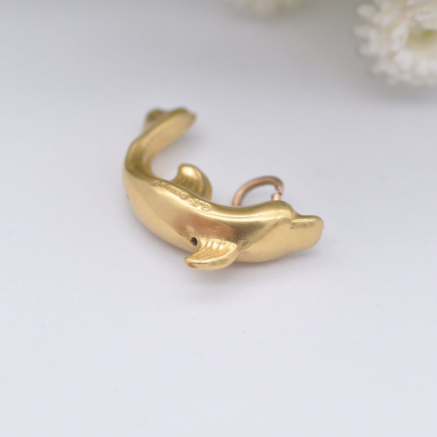 Vintage 9ct Gold Dolphin Charm Pendant by Georg Jensen 1974