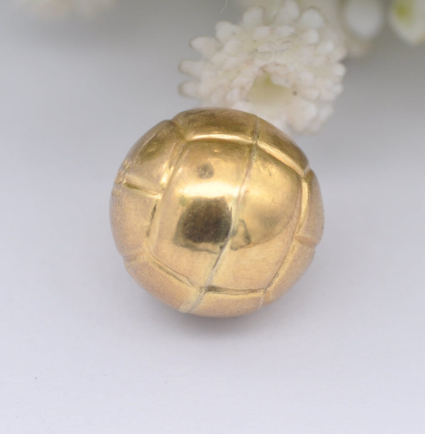 Vintage 9ct Gold Football Charm Pendant 1975