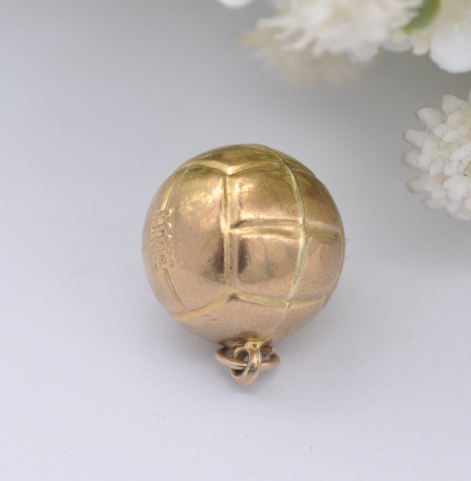 Vintage 9ct Gold Football Charm Pendant 1975