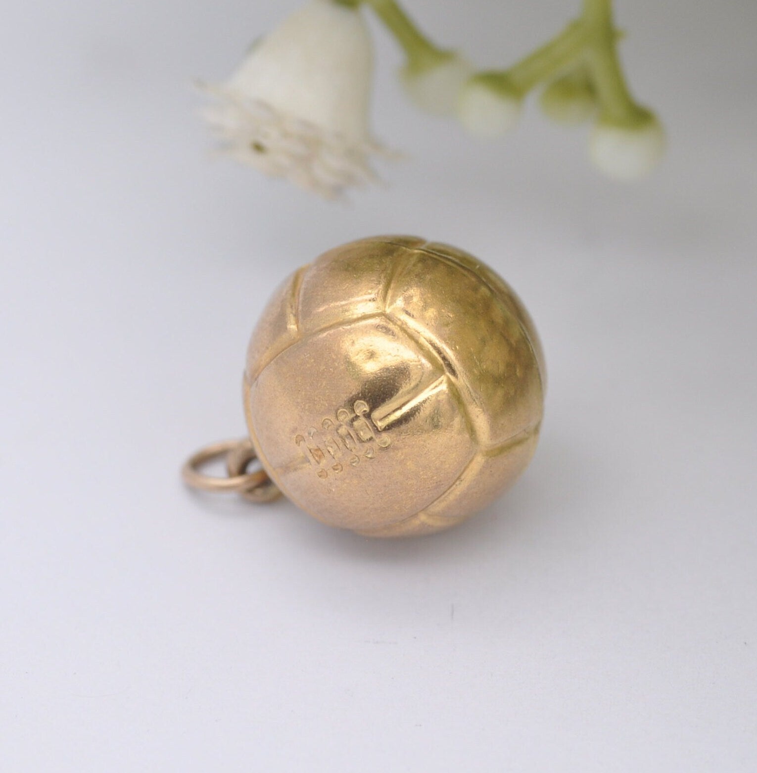 Vintage 9ct Gold Football Charm Pendant 1975