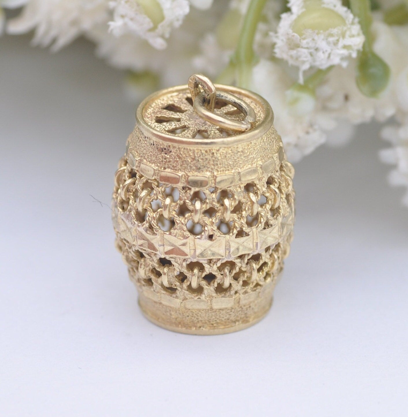 Vintage 9ct Gold Whiskey Barrel Charm Pendant