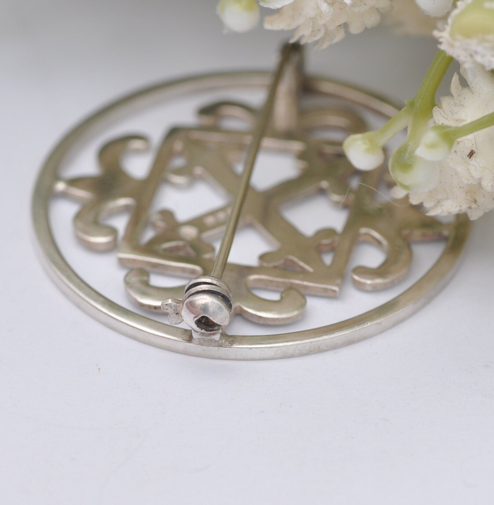 Vintage Ortak Scottish Sterling Silver Brooch by Malcolm Gray 1978 - Celtic Cross | Edinburgh Hallmarks