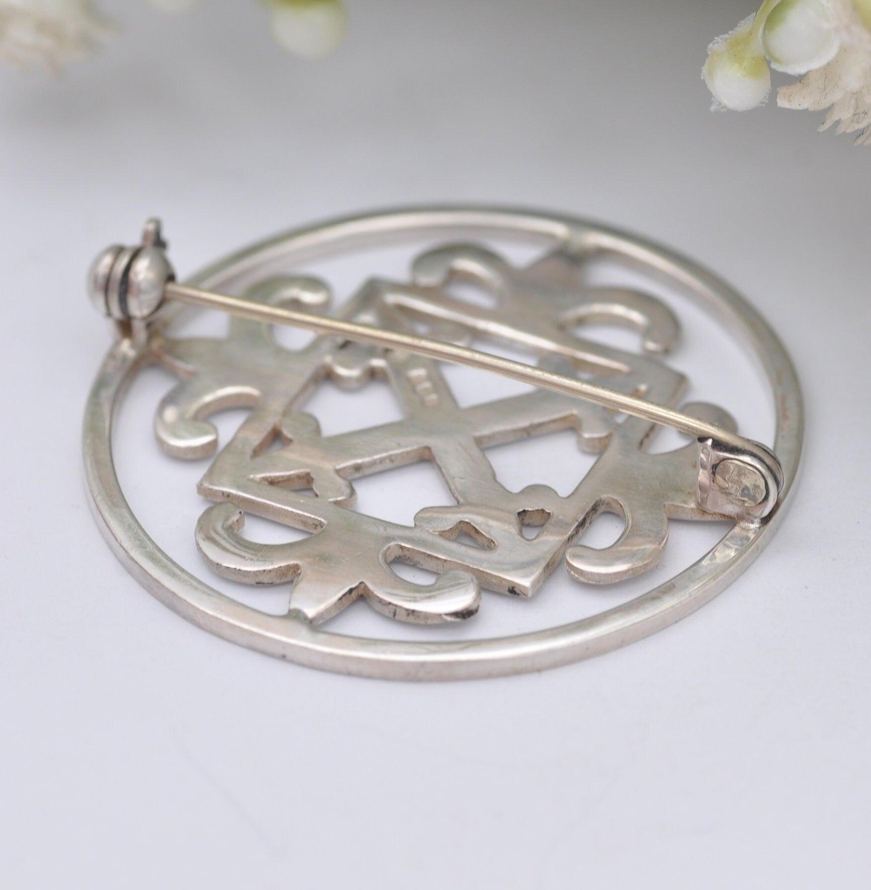 Vintage Ortak Scottish Sterling Silver Brooch by Malcolm Gray 1978 - Celtic Cross | Edinburgh Hallmarks