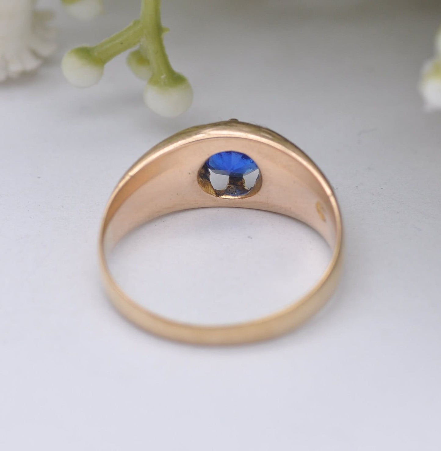 Antique Victorian 18ct Gold Blue Paste Ring 1868 - UK Size - O / US Size - 7 1/4