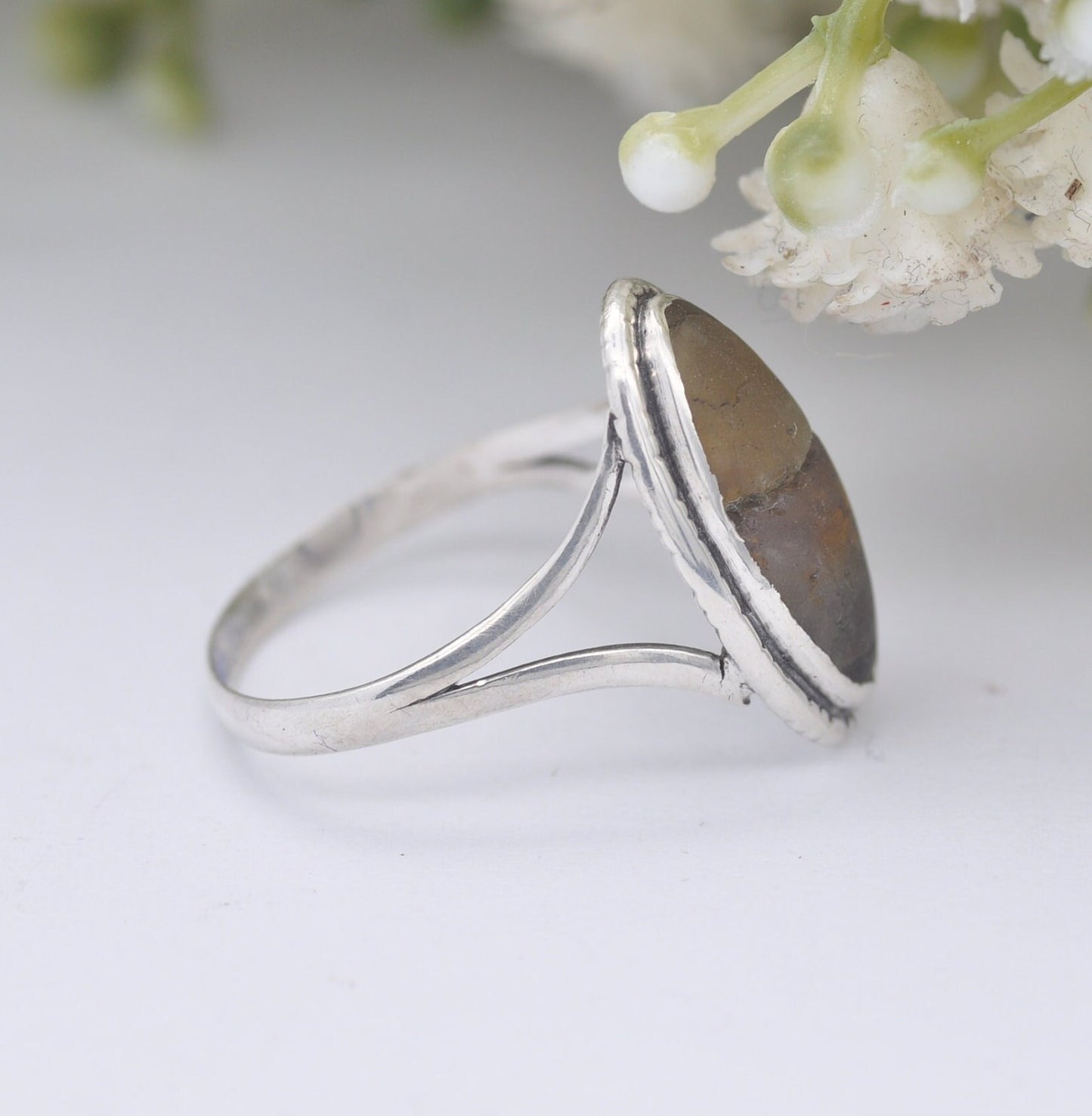 Antique Sterling Silver and Domed Glass Ring - Quirky Ring | UK Size - M | US Size - 6 1/4