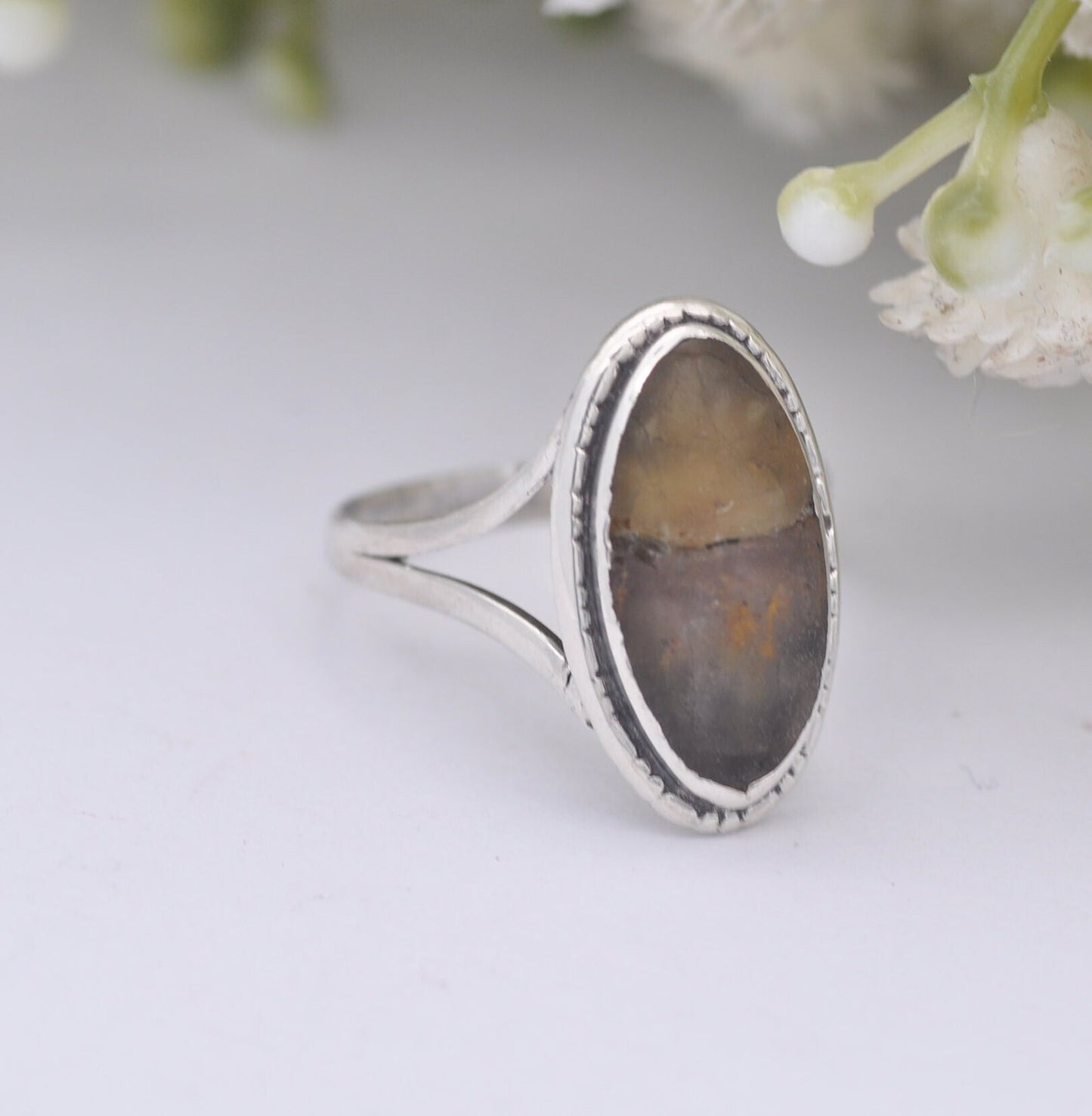 Antique Sterling Silver and Domed Glass Ring - Quirky Ring | UK Size - M | US Size - 6 1/4