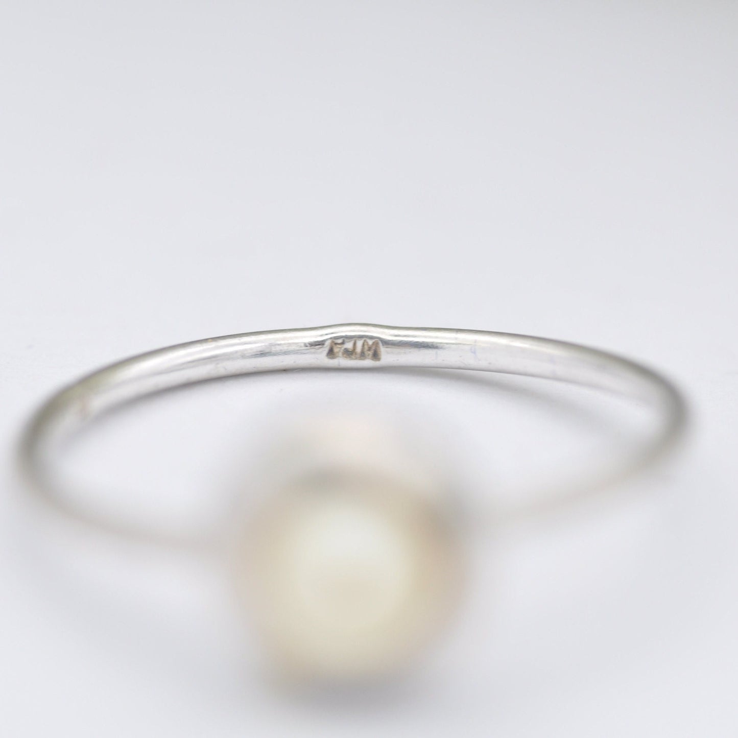 Vintage Sterling Silver Faux Pearl Ring - Delicate Vintage Ring | UK Size - M | US Size - 6 1/4