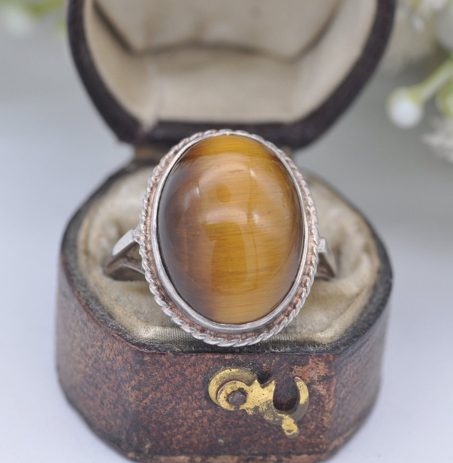 Vintage Sterling Silver Tiger's Eye Ring 1978 - Paul Edward Bunn | Large Cabochon | UK Size - P 1/2 | US Size - 8