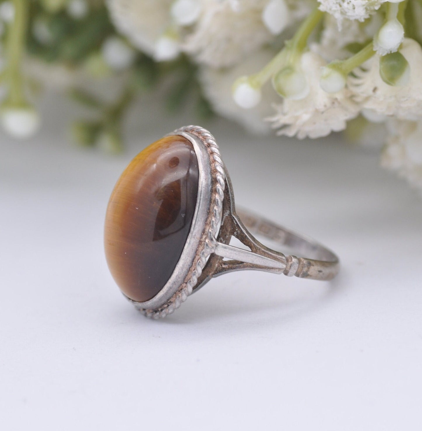 Vintage Sterling Silver Tiger's Eye Ring 1978 - Paul Edward Bunn | Large Cabochon | UK Size - P 1/2 | US Size - 8