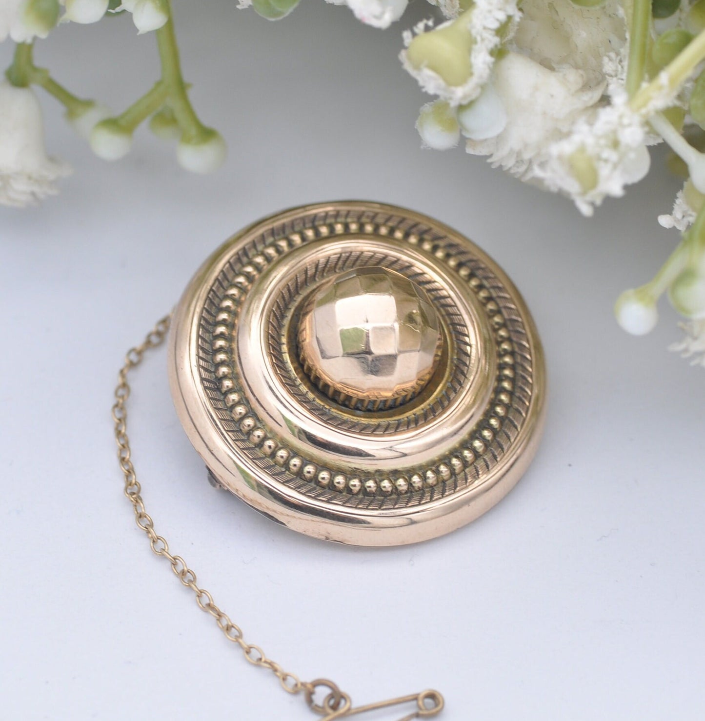 Antique Victorian 9ct Gold Mourning Brooch - Secret Locket Back | Etruscan Revival