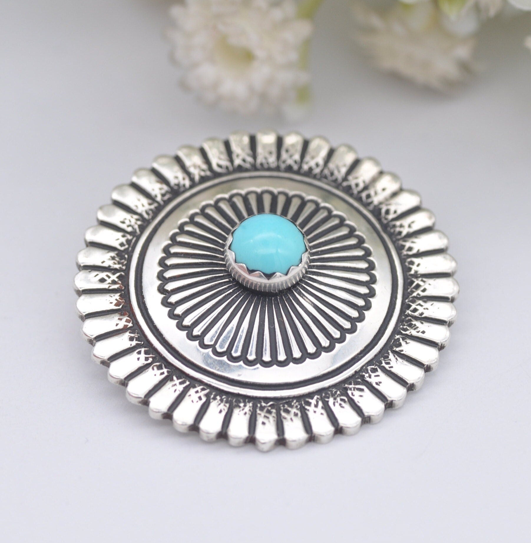 Vintage Sterling Silver Navajo Brooch by Toni Curtis TC - Southwestern Design