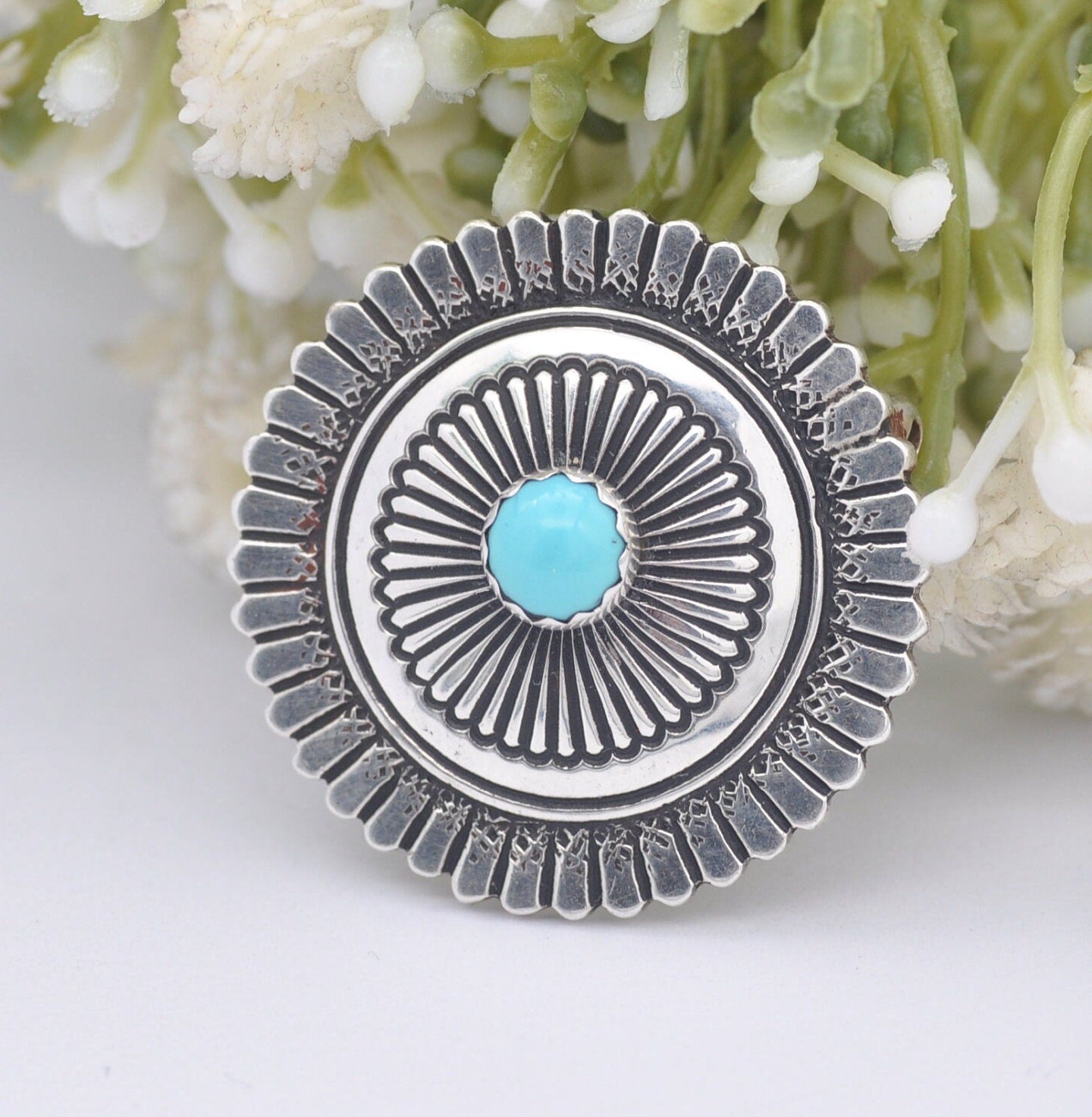 Vintage Sterling Silver Navajo Brooch by Toni Curtis TC - Southwestern Design