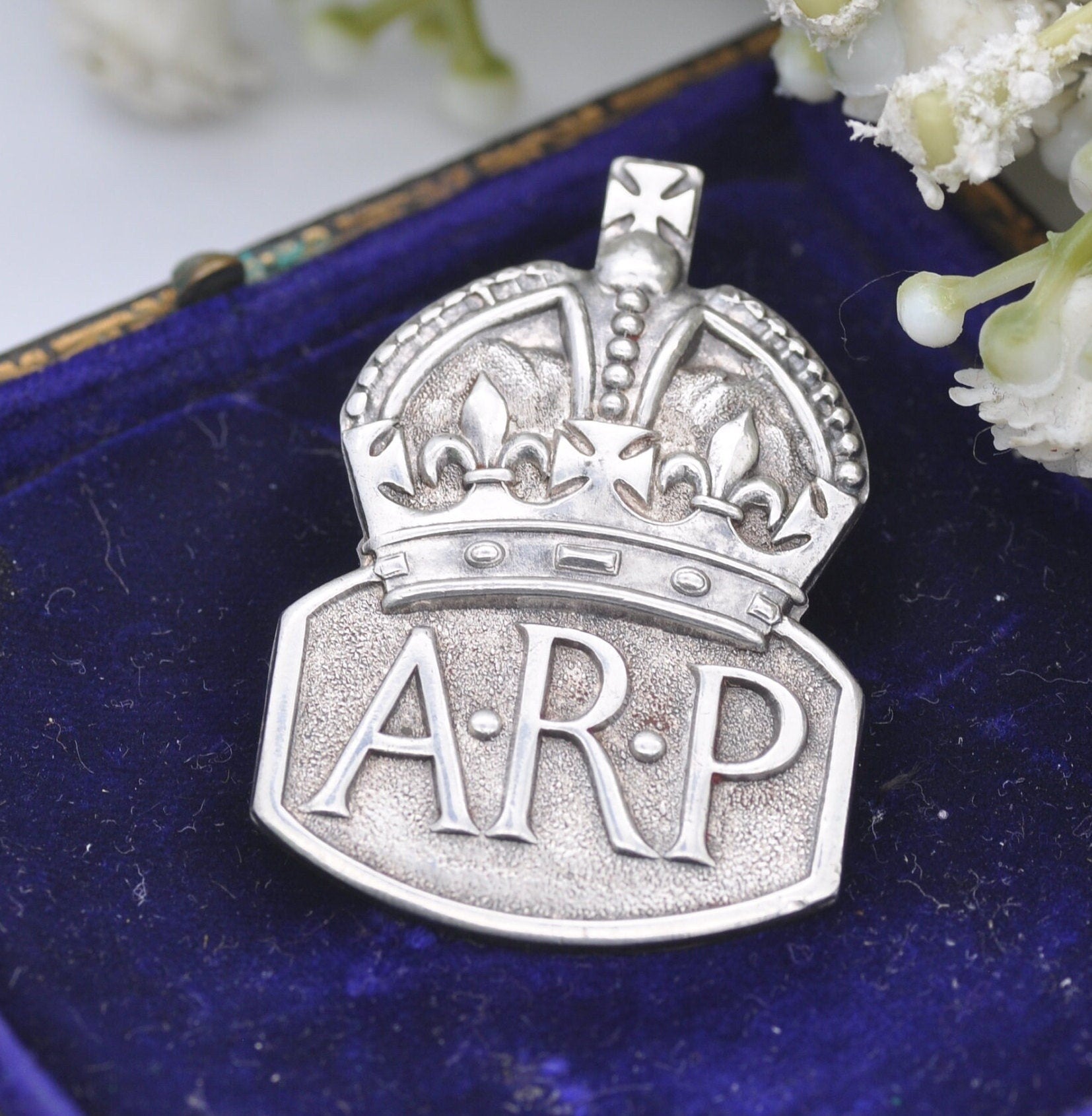 Vintage Royal Mint Sterling Silver ARP Air Raid Precautions Badge 1938 - Sir John Herbert McCutcheon Craig