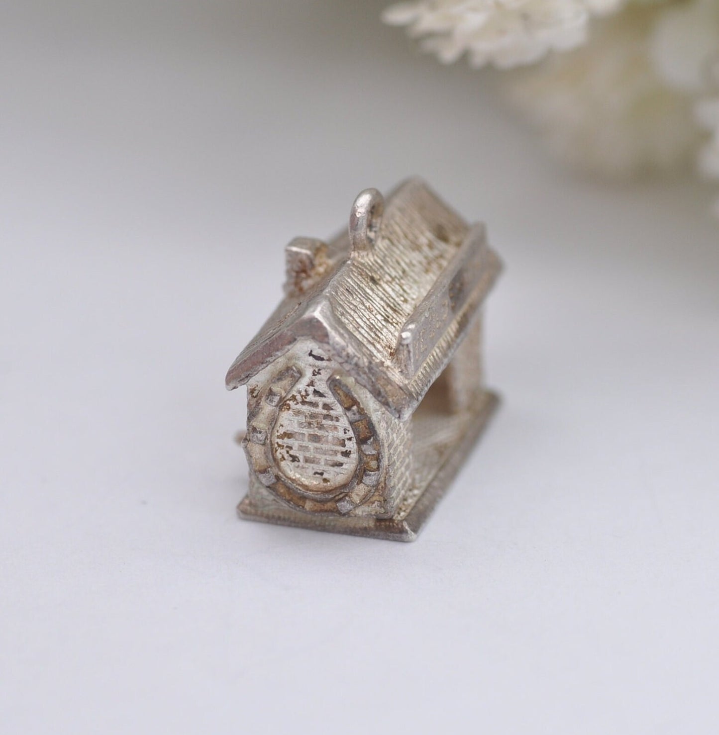 Vintage Sterling Silver Blacksmith Charm Pendant - Ye Old Smithy | Articulated Moving Arm