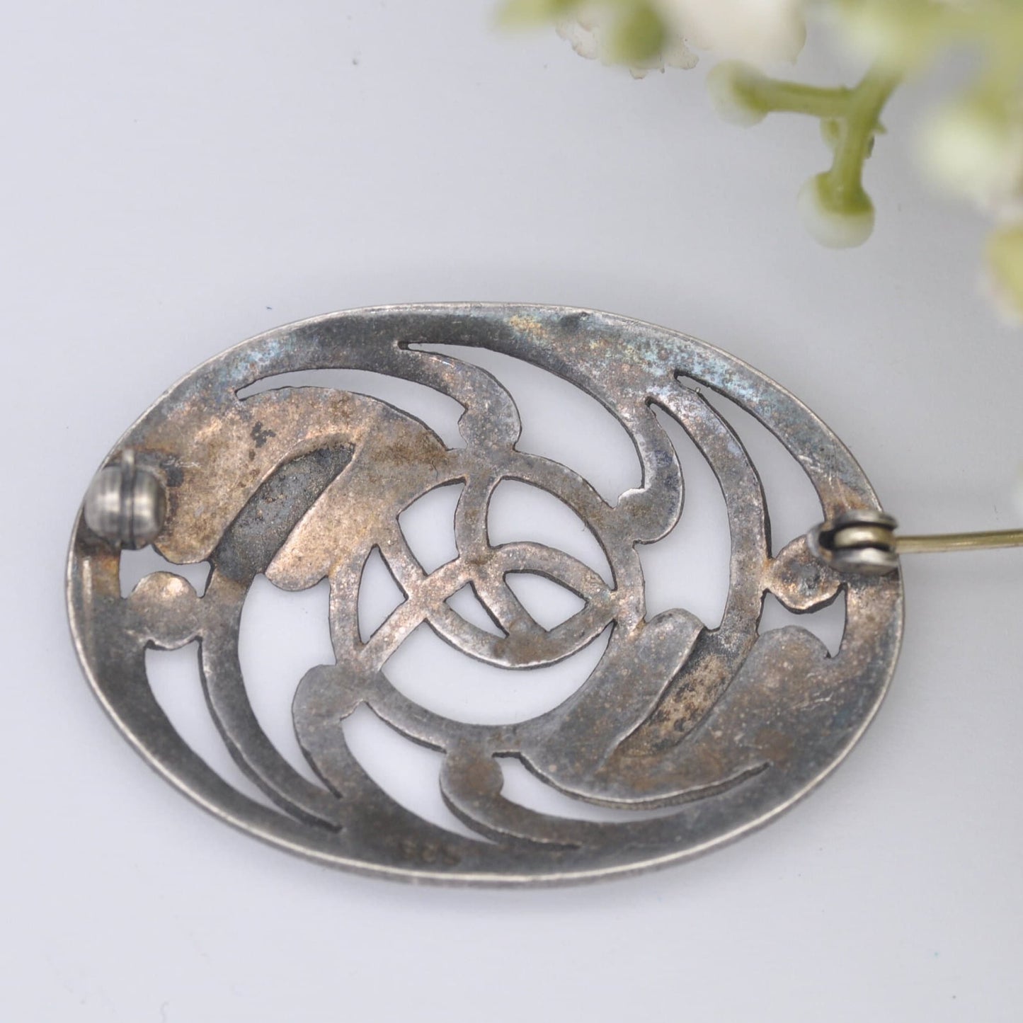 Vintage Sterling Silver Celtic Flower Brooch - Mackintosh Style | Openwork Floral